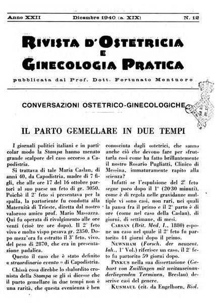 Rivista di ostetricia e ginecologia pratica organo della Societa siciliana di ostetricia e ginecologia