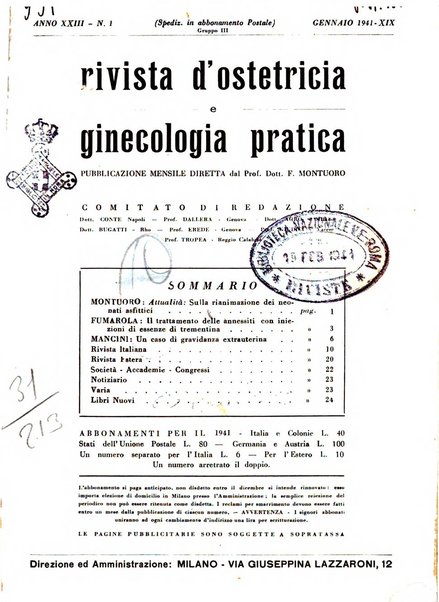 Rivista di ostetricia e ginecologia pratica organo della Societa siciliana di ostetricia e ginecologia