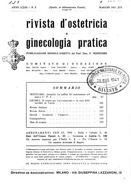 Rivista di ostetricia e ginecologia pratica organo della Societa siciliana di ostetricia e ginecologia