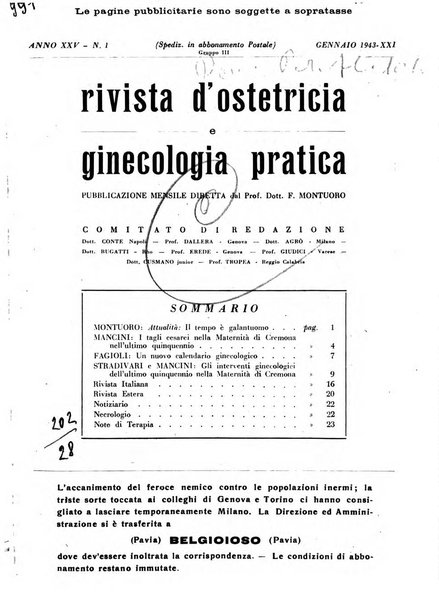 Rivista di ostetricia e ginecologia pratica organo della Societa siciliana di ostetricia e ginecologia