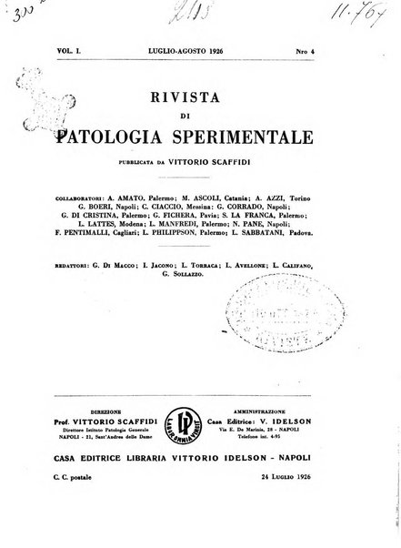 Rivista di patologia sperimentale