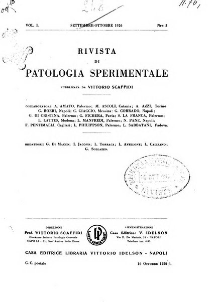 Rivista di patologia sperimentale