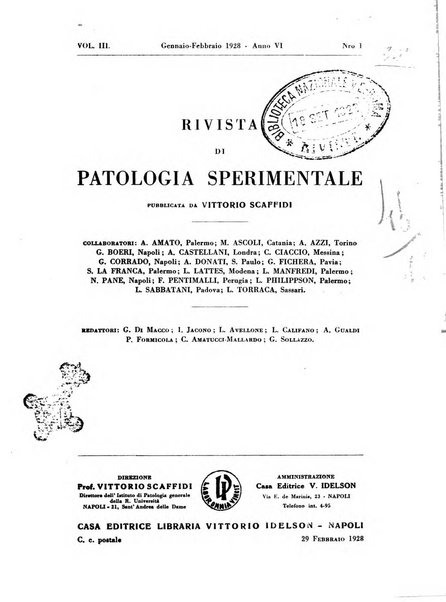 Rivista di patologia sperimentale