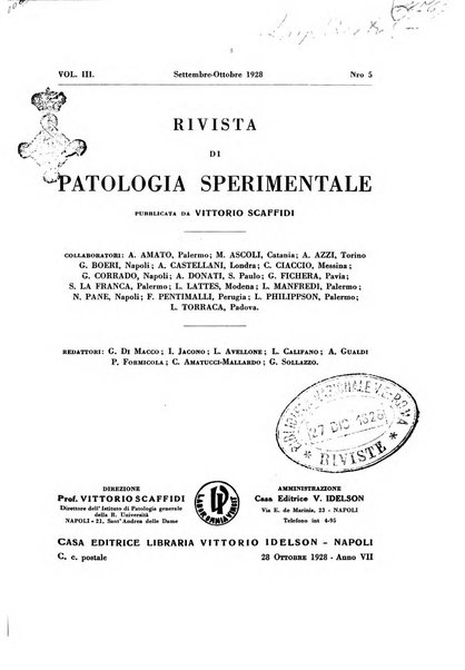 Rivista di patologia sperimentale