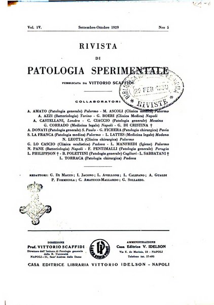 Rivista di patologia sperimentale