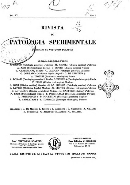 Rivista di patologia sperimentale