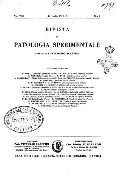 Rivista di patologia sperimentale