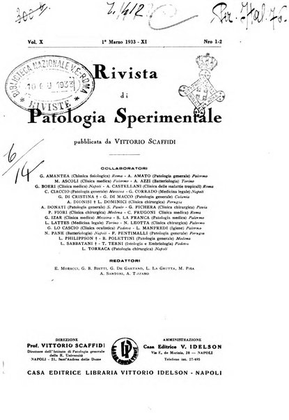 Rivista di patologia sperimentale