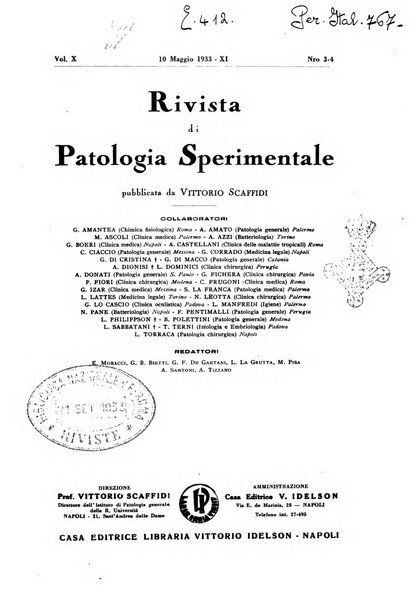 Rivista di patologia sperimentale