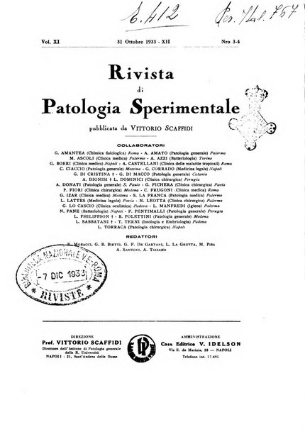 Rivista di patologia sperimentale