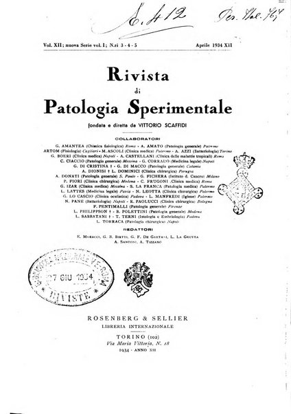 Rivista di patologia sperimentale