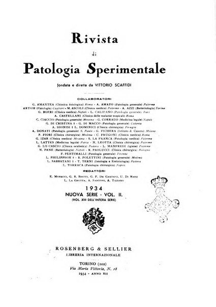 Rivista di patologia sperimentale