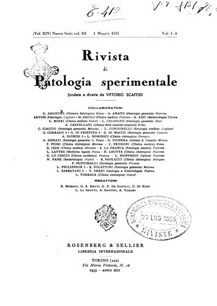 Rivista di patologia sperimentale