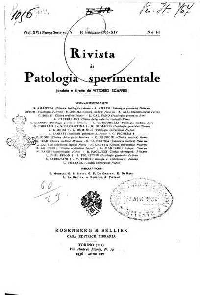 Rivista di patologia sperimentale