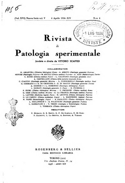 Rivista di patologia sperimentale