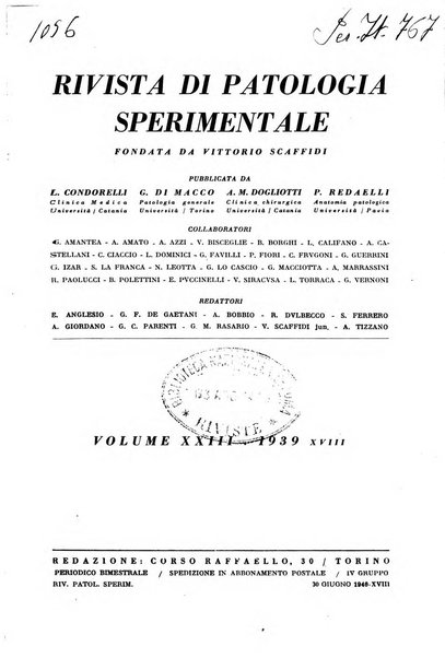 Rivista di patologia sperimentale