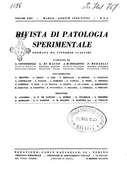 Rivista di patologia sperimentale