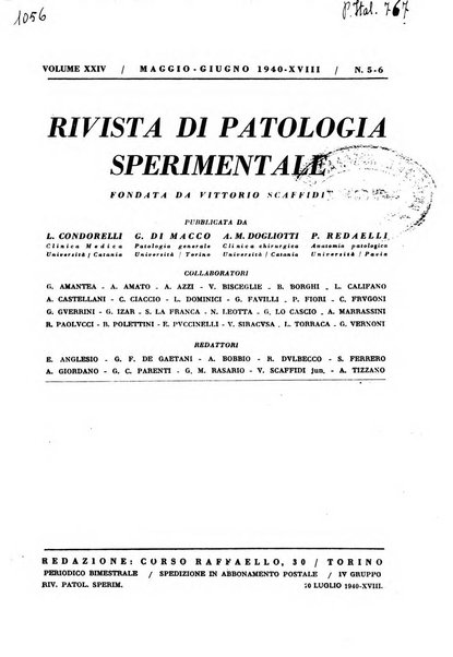 Rivista di patologia sperimentale