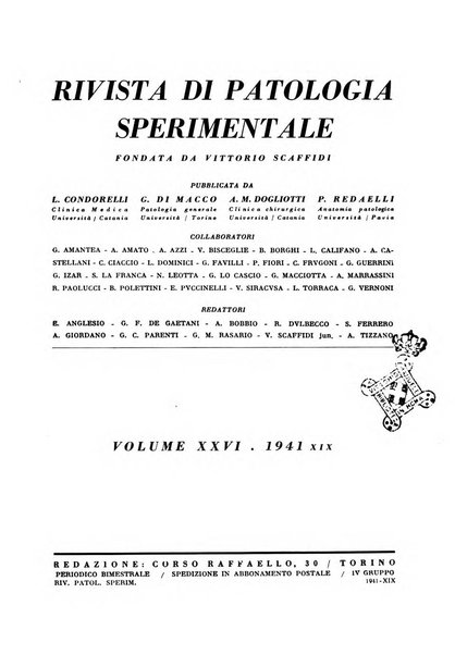 Rivista di patologia sperimentale