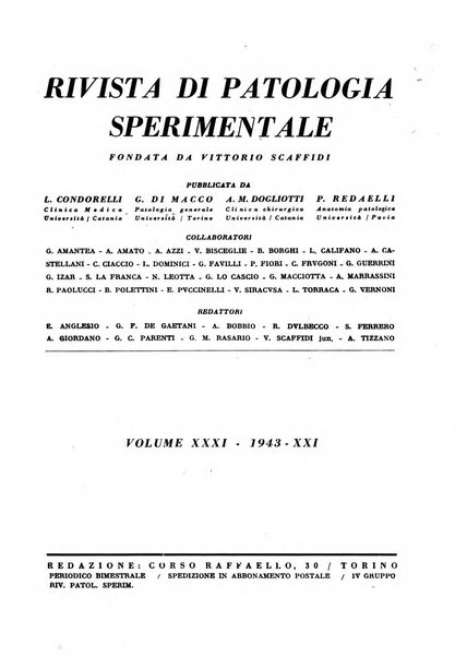 Rivista di patologia sperimentale