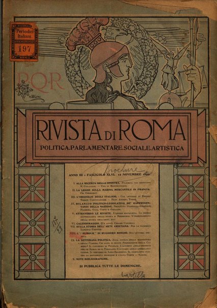 Rivista di Roma politica, parlamentare, sociale, artistica