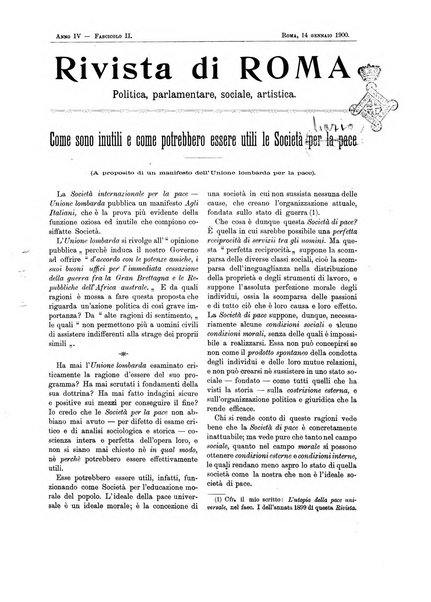 Rivista di Roma politica, parlamentare, sociale, artistica