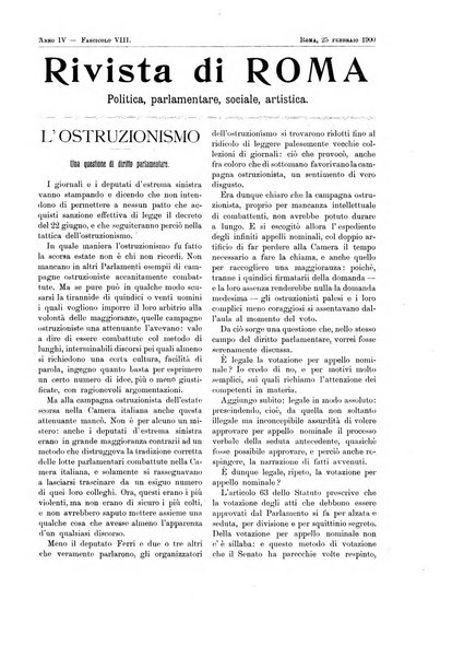 Rivista di Roma politica, parlamentare, sociale, artistica