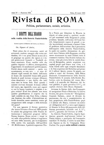 Rivista di Roma politica, parlamentare, sociale, artistica