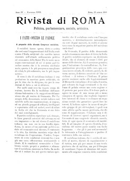 Rivista di Roma politica, parlamentare, sociale, artistica