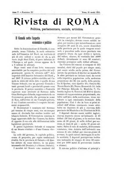 Rivista di Roma politica, parlamentare, sociale, artistica