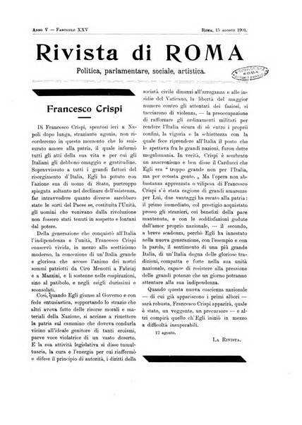 Rivista di Roma politica, parlamentare, sociale, artistica