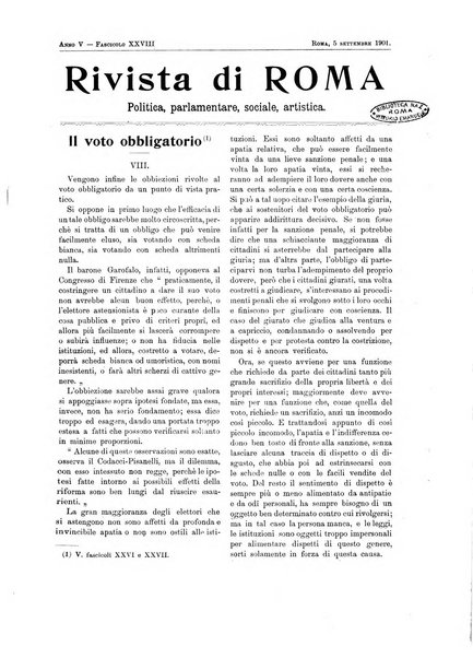 Rivista di Roma politica, parlamentare, sociale, artistica