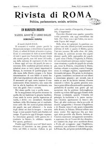 Rivista di Roma politica, parlamentare, sociale, artistica