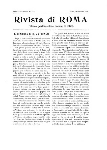 Rivista di Roma politica, parlamentare, sociale, artistica