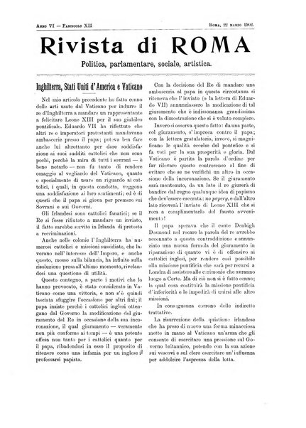 Rivista di Roma politica, parlamentare, sociale, artistica