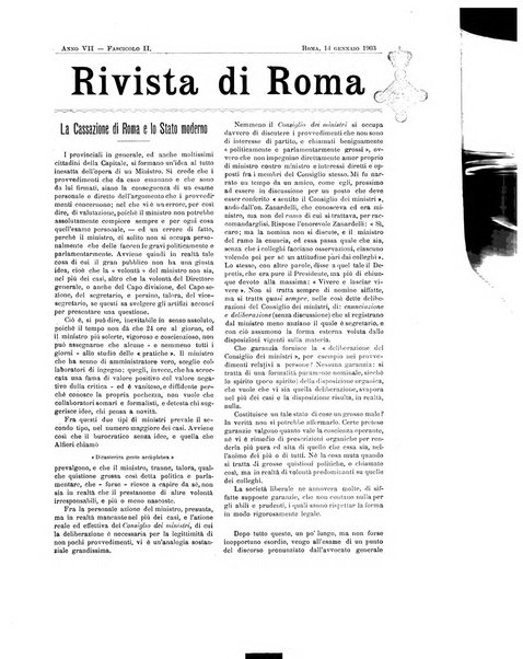 Rivista di Roma politica, parlamentare, sociale, artistica