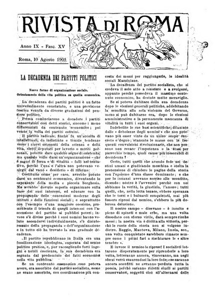 Rivista di Roma politica, parlamentare, sociale, artistica