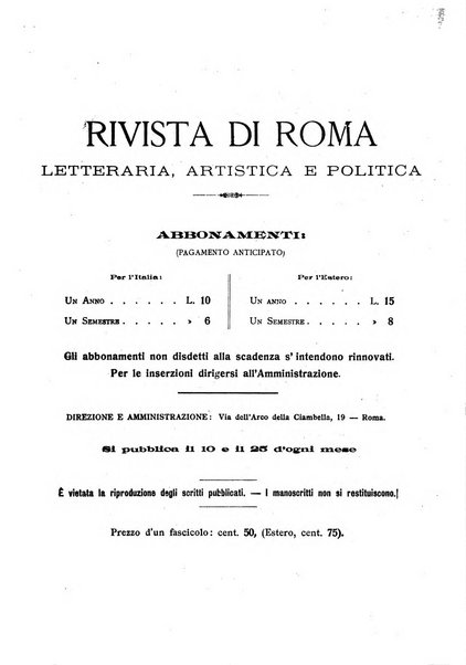 Rivista di Roma politica, parlamentare, sociale, artistica