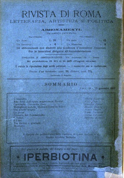 Rivista di Roma politica, parlamentare, sociale, artistica