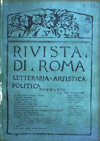 Rivista di Roma politica, parlamentare, sociale, artistica