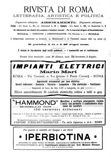 Rivista di Roma politica, parlamentare, sociale, artistica