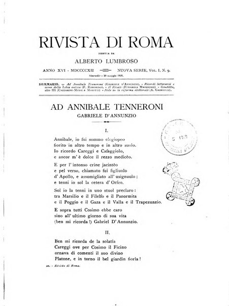 Rivista di Roma politica, parlamentare, sociale, artistica