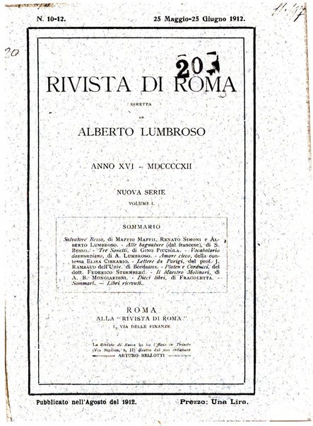 Rivista di Roma politica, parlamentare, sociale, artistica