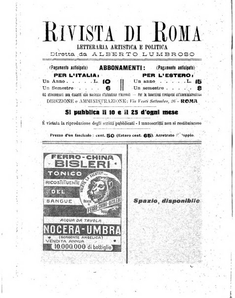 Rivista di Roma politica, parlamentare, sociale, artistica