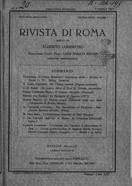 Rivista di Roma politica, parlamentare, sociale, artistica