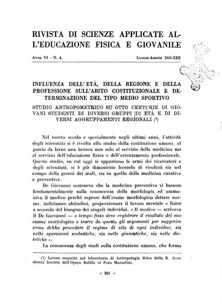 Rivista di scienze applicate all'educazione fisica e giovanile