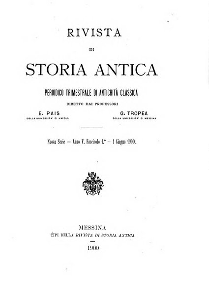 Rivista di storia antica periodico trimestrale di antichità classica