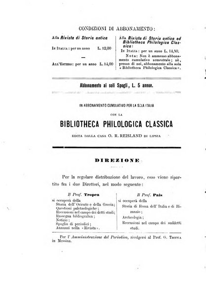 Rivista di storia antica periodico trimestrale di antichità classica