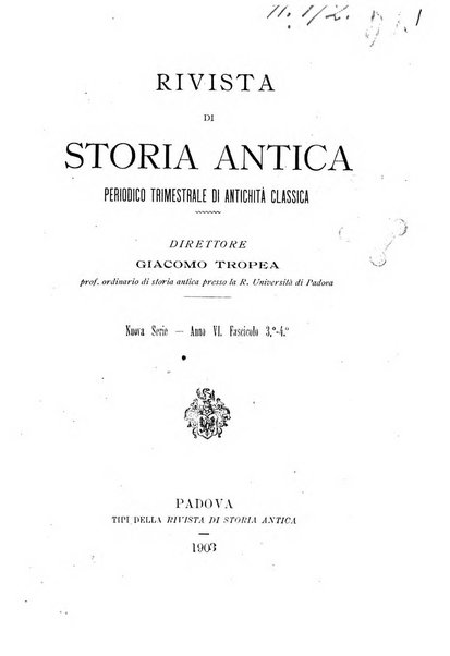 Rivista di storia antica periodico trimestrale di antichità classica