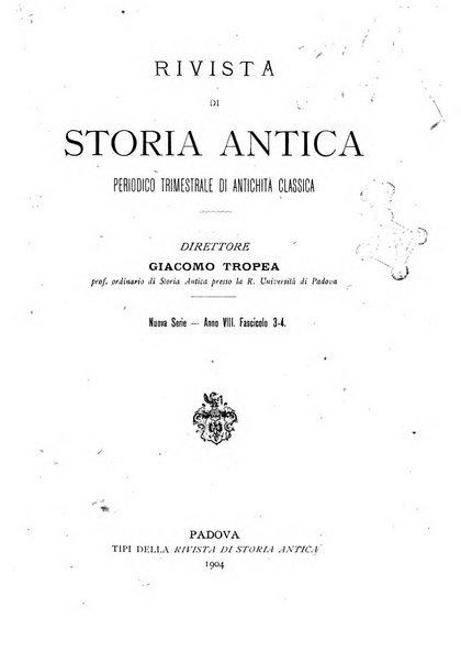 Rivista di storia antica periodico trimestrale di antichità classica